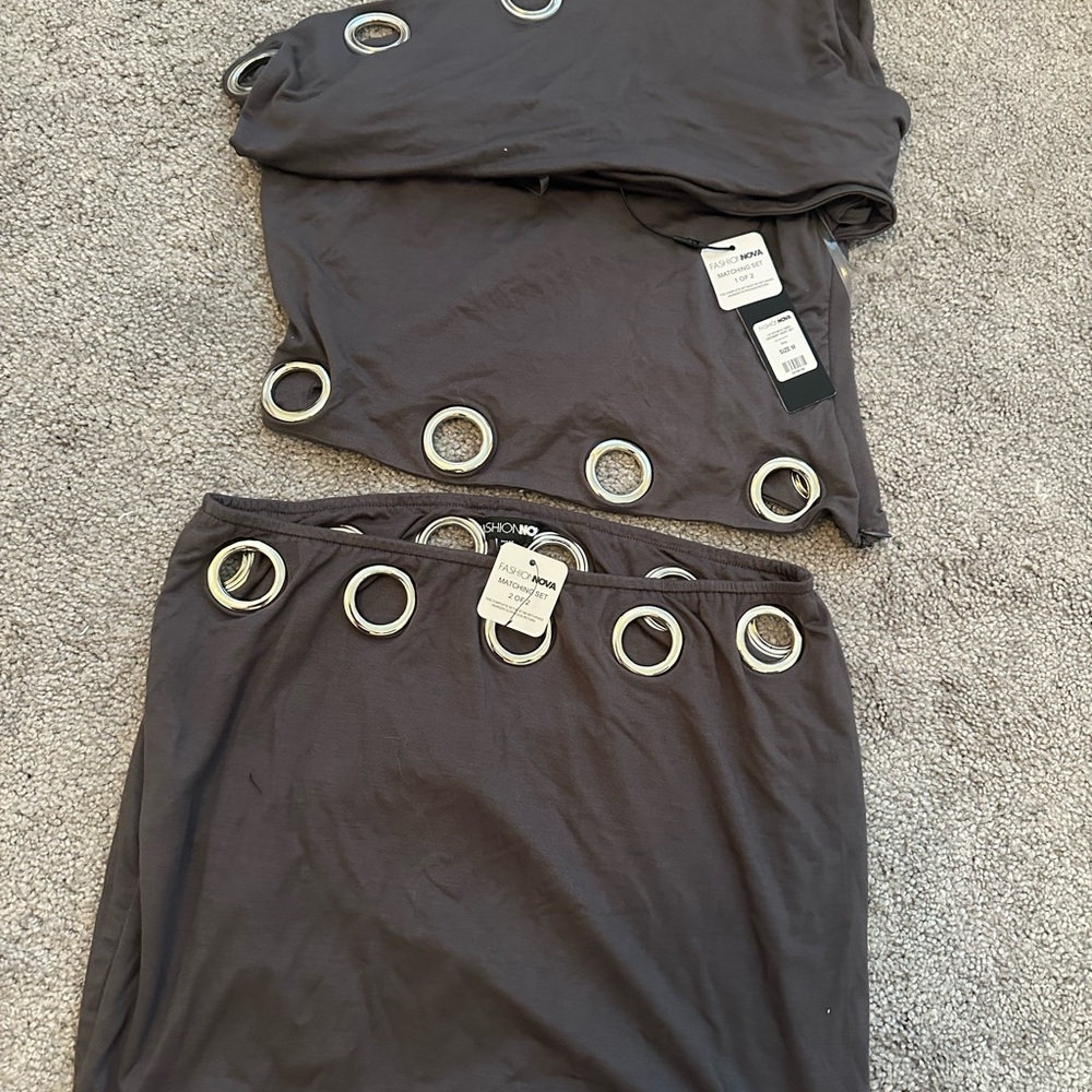 Matching set skirt and top with Grommet Details